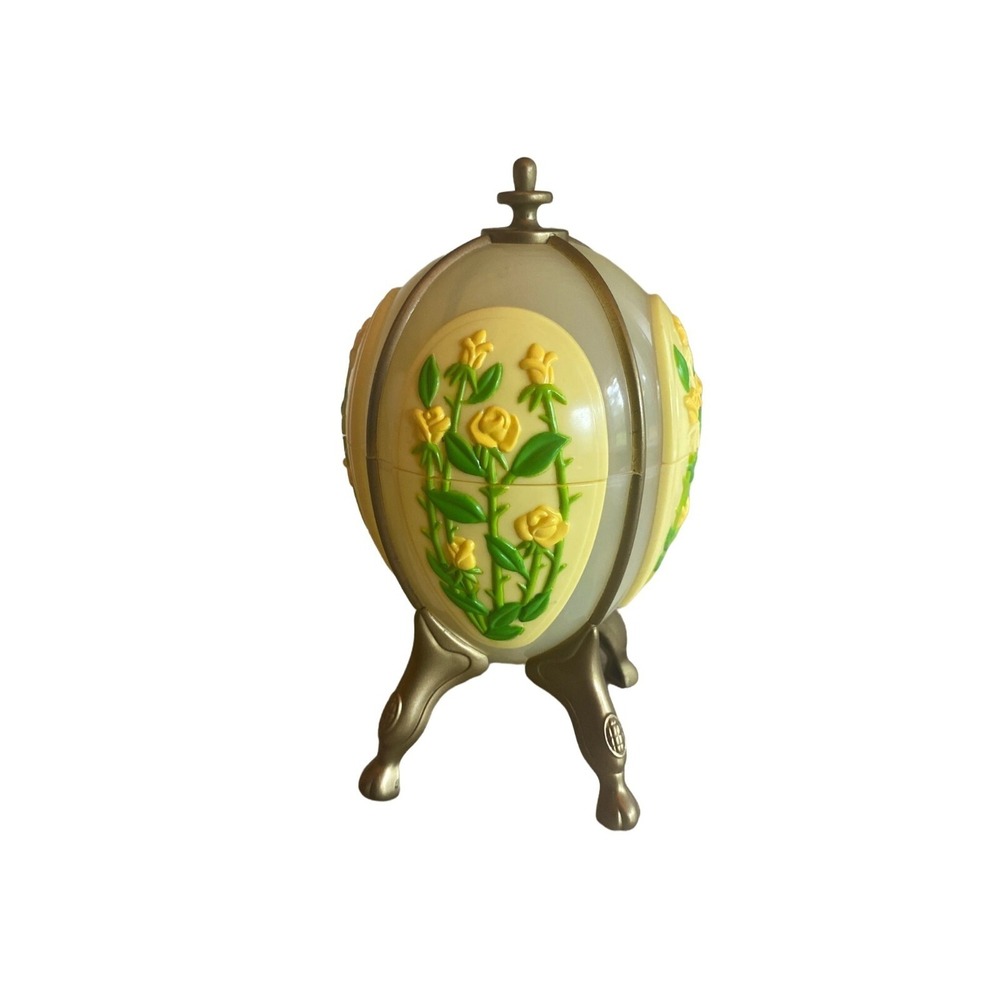 1997 August Storck kg Hard Plastic Yellow Egg‎ on Legs Candy Dish Trinket Box